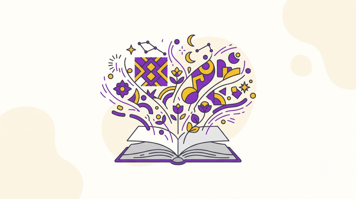 Ilustração de um livro aberto com elementos decorativos, representando um projeto de publicação literária viabilizado pela Lei Rouanet